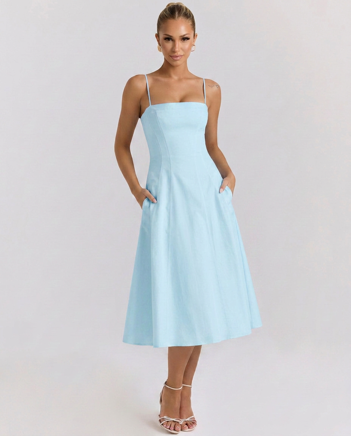 Norma | A-Line Midi Sundress with Pockets