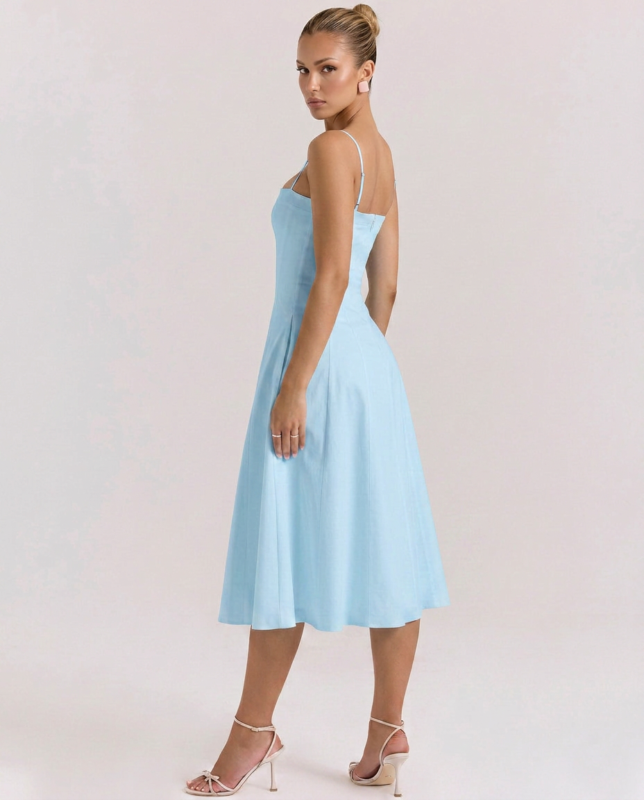 Norma | A-Line Midi Sundress with Pockets