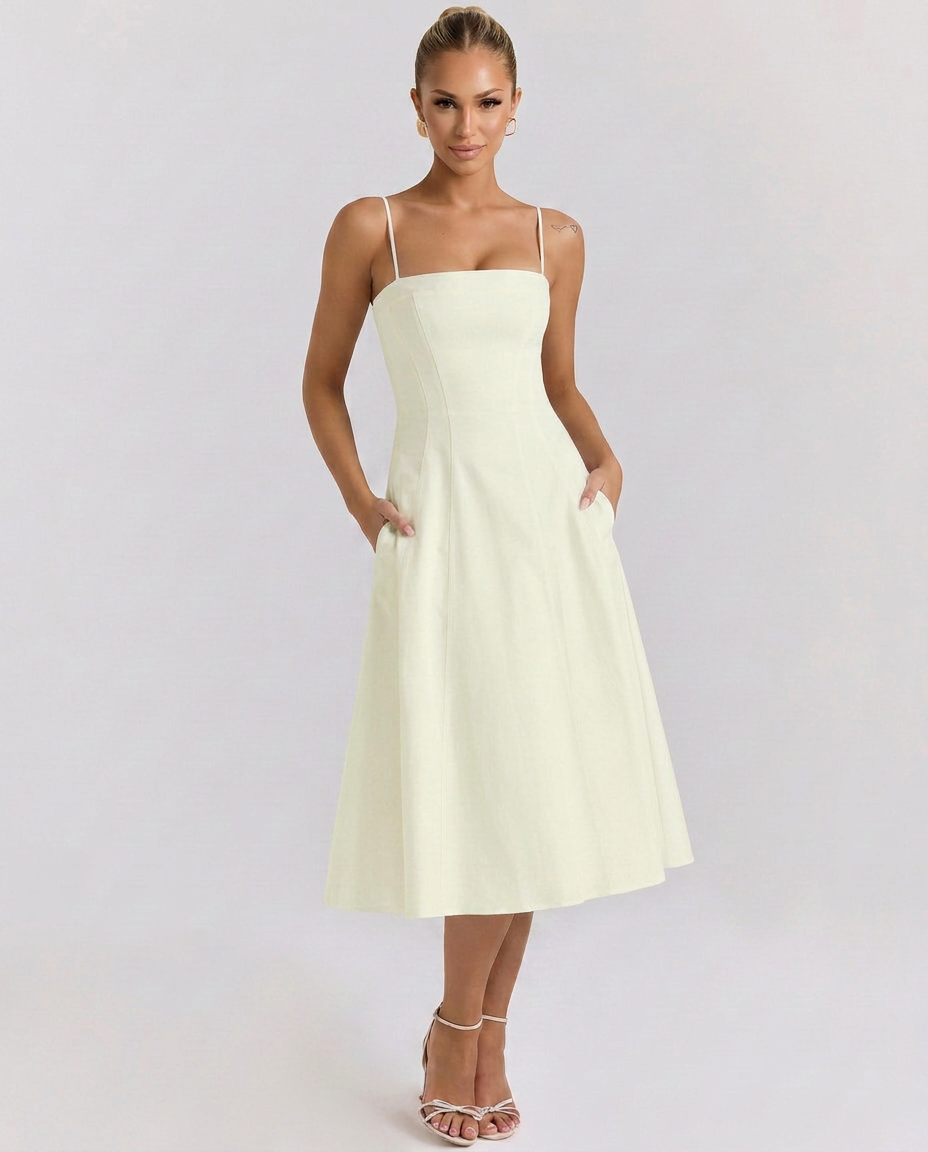 Norma | A-Line Midi Sundress with Pockets