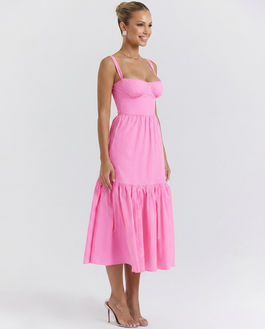 Tanya | Broderie Anglaise Midi Sundress with Tiered Skirt