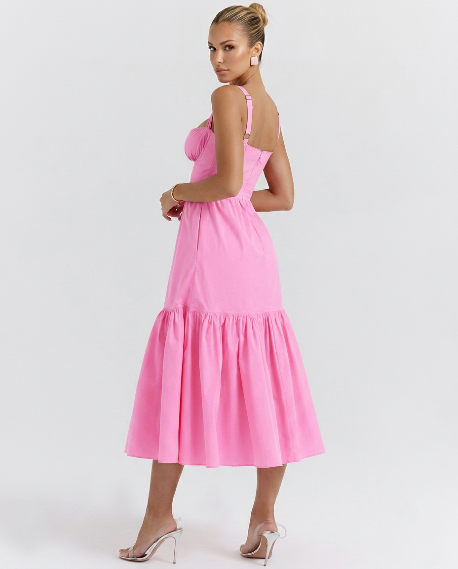 Tanya | Broderie Anglaise Midi Sundress with Tiered Skirt