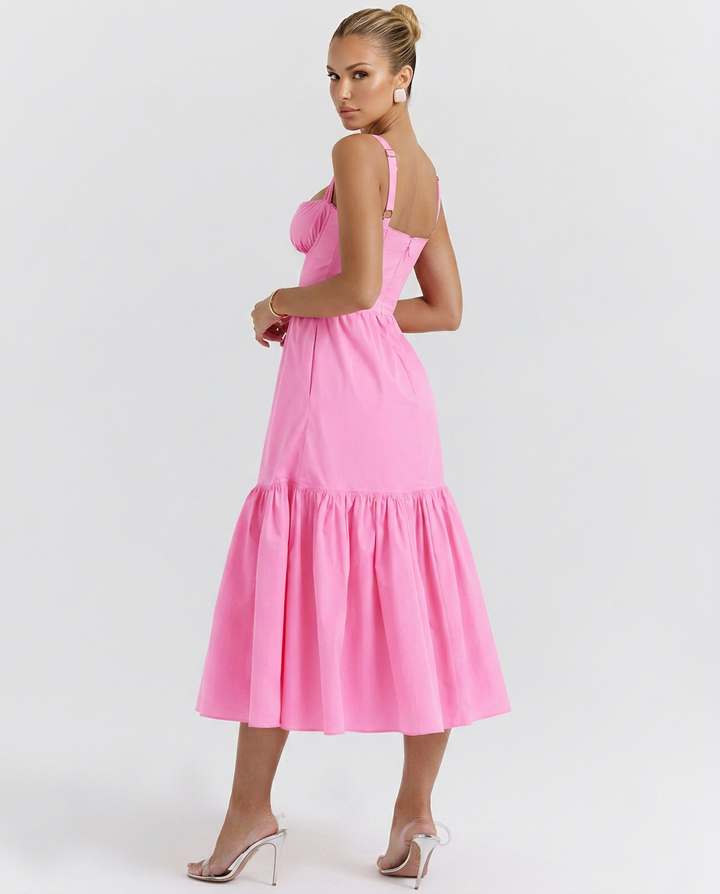 Tanya | Broderie Anglaise Midi Sundress with Tiered Skirt
