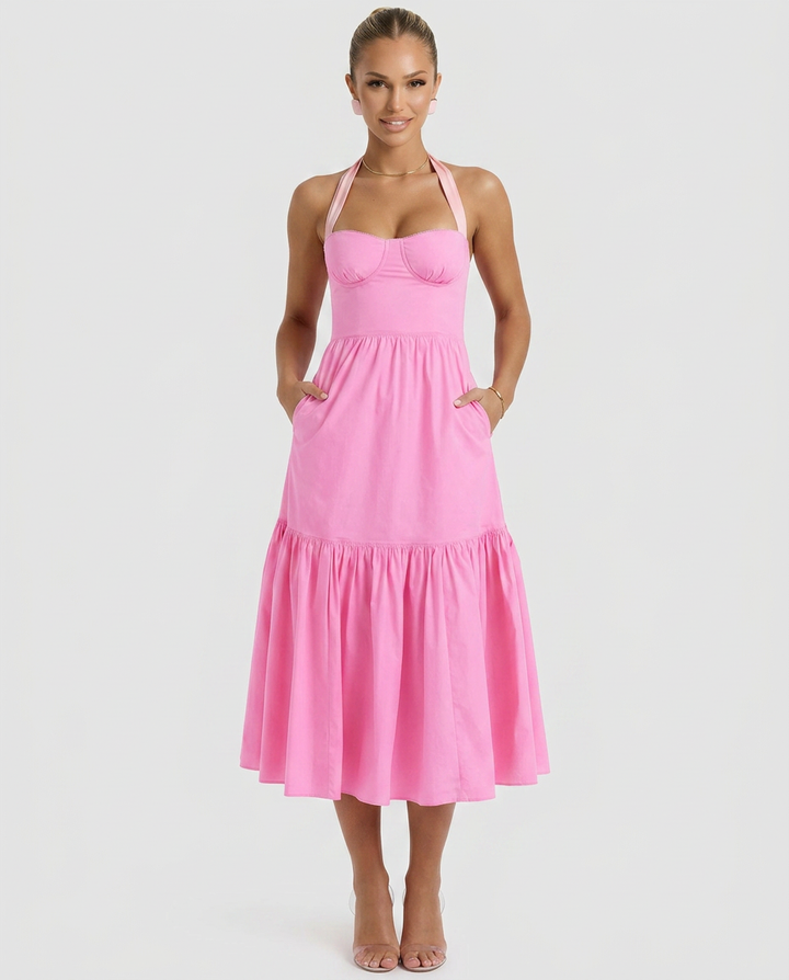 Tanya | Broderie Anglaise Midi Sundress with Tiered Skirt