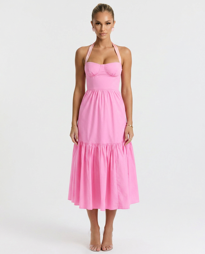 Tanya | Broderie Anglaise Midi Sundress with Tiered Skirt
