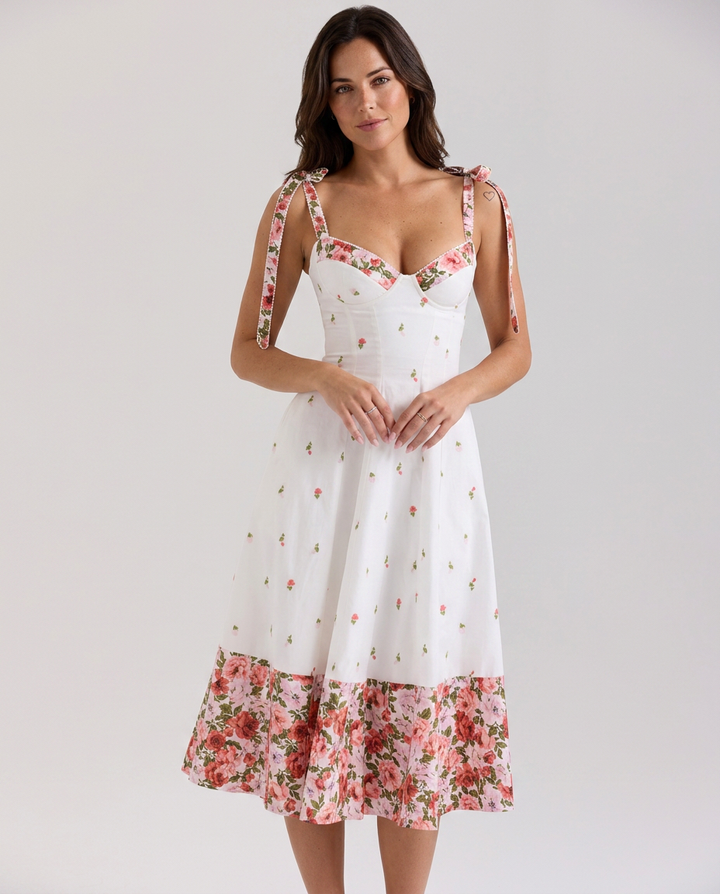 Myra | Floral Midi Sundress with Tie Straps