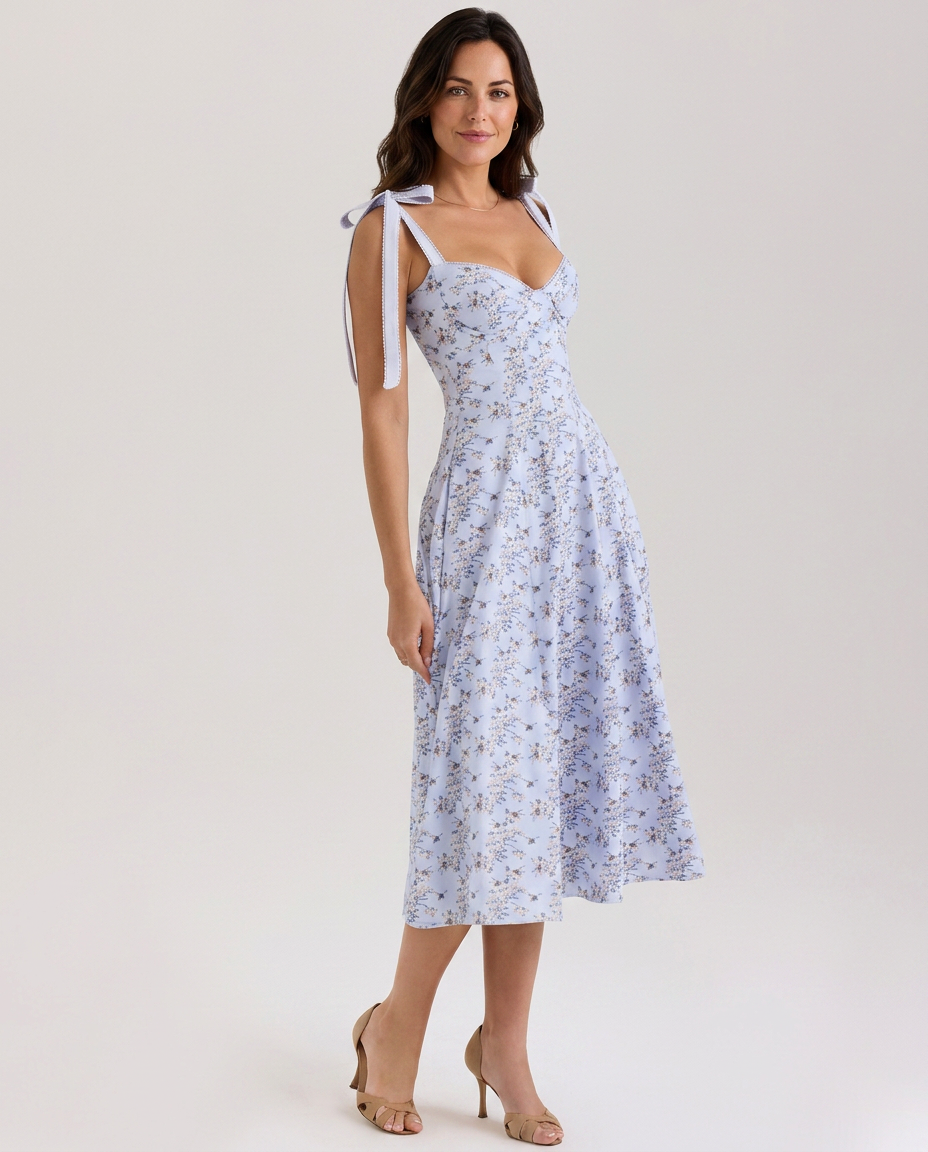 Myra | Floral Midi Sundress with Tie Straps