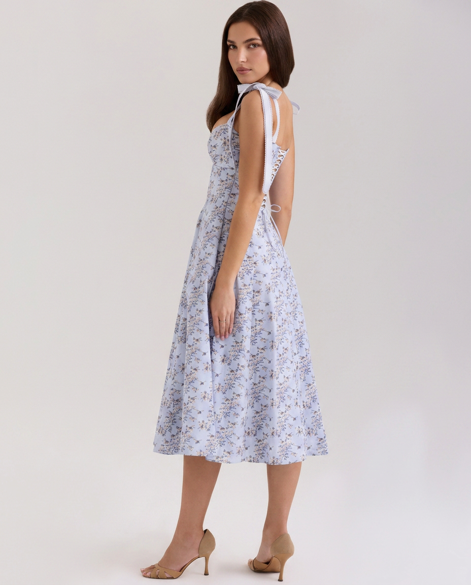 Myra | Floral Midi Sundress with Tie Straps
