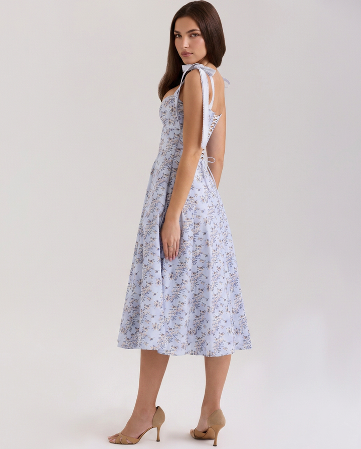 Myra | Floral Midi Sundress with Tie Straps