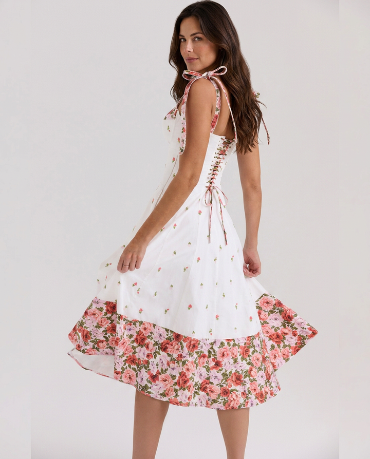 Myra | Floral Midi Sundress with Tie Straps
