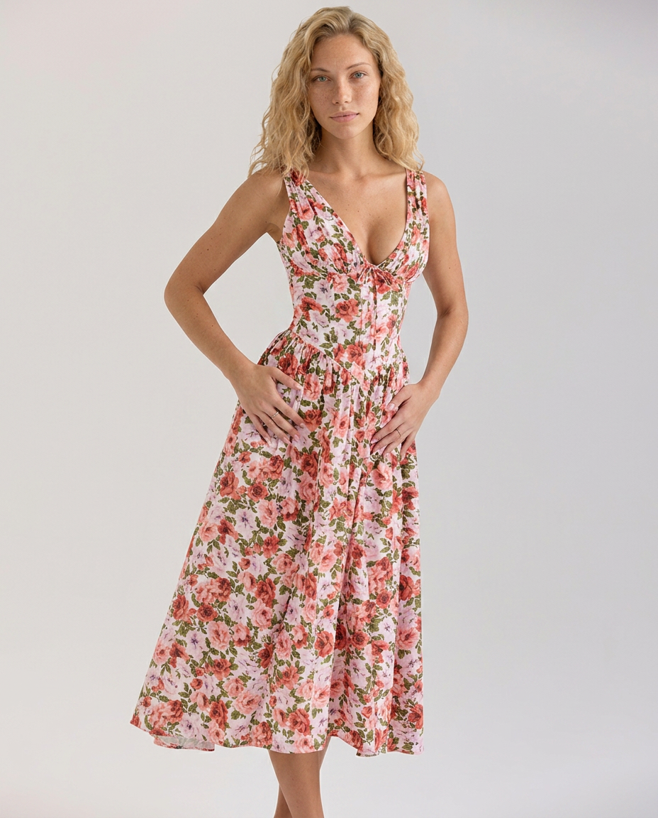 Neva | Corset Sundress with V-Neckline