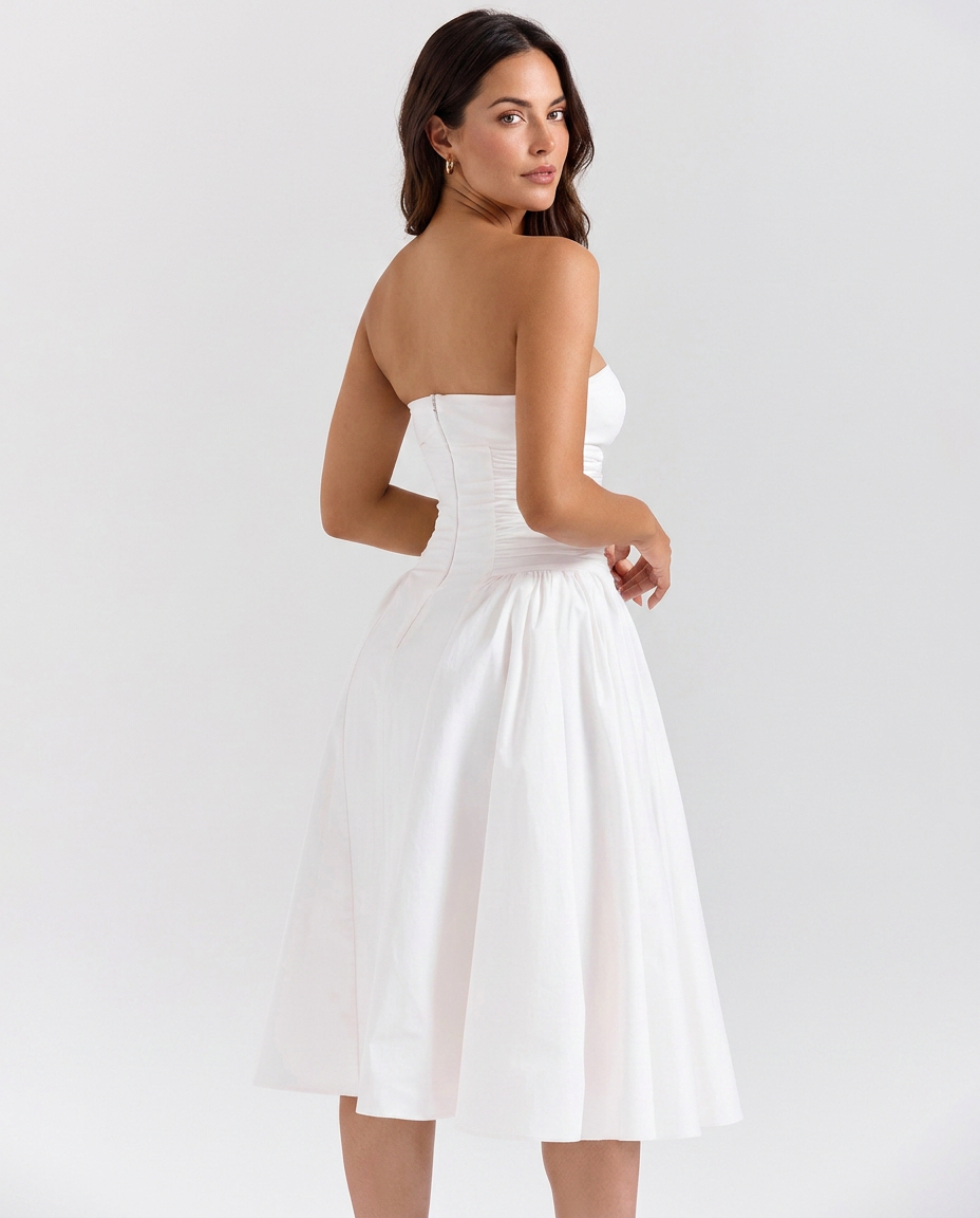 Rachael | Strapless Midi Sundress with Corset Bodice