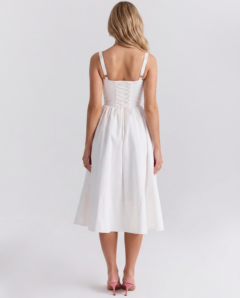 Wendi | Floral Print Corset Midi Sundress