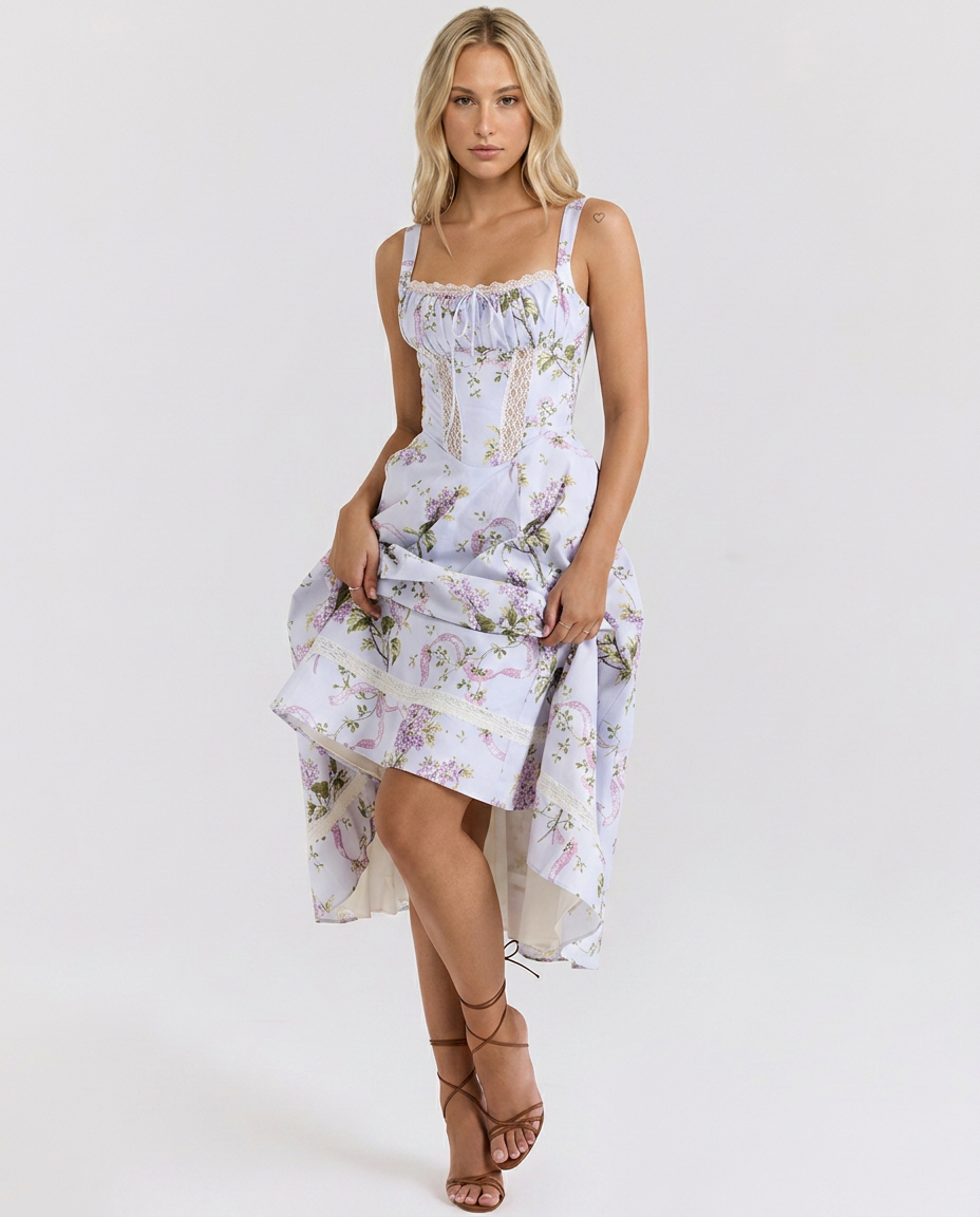 Lawanda | Floral Print Midi Sundress