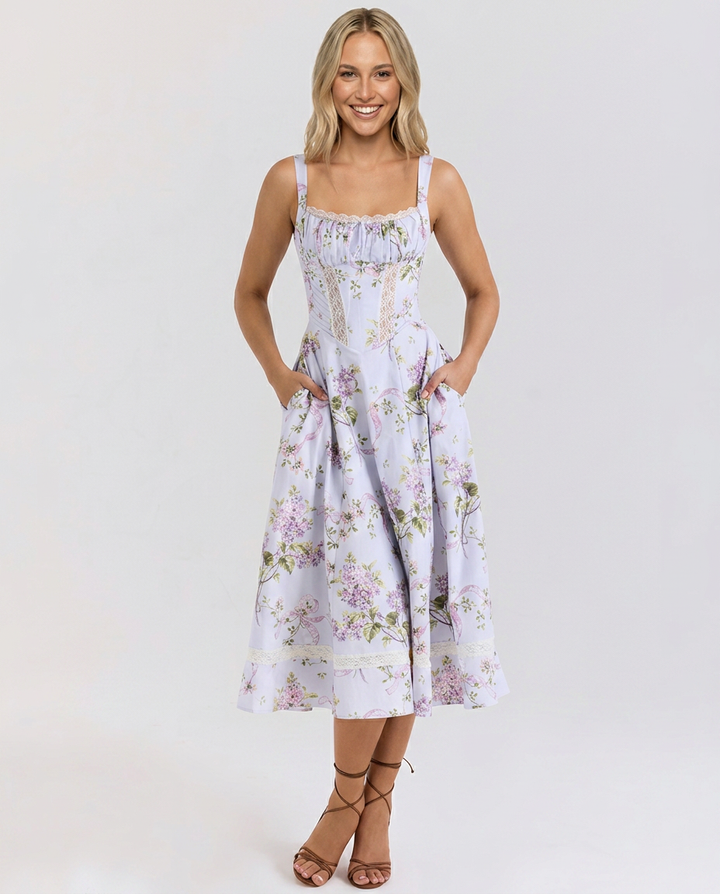 Lawanda | Floral Print Midi Sundress