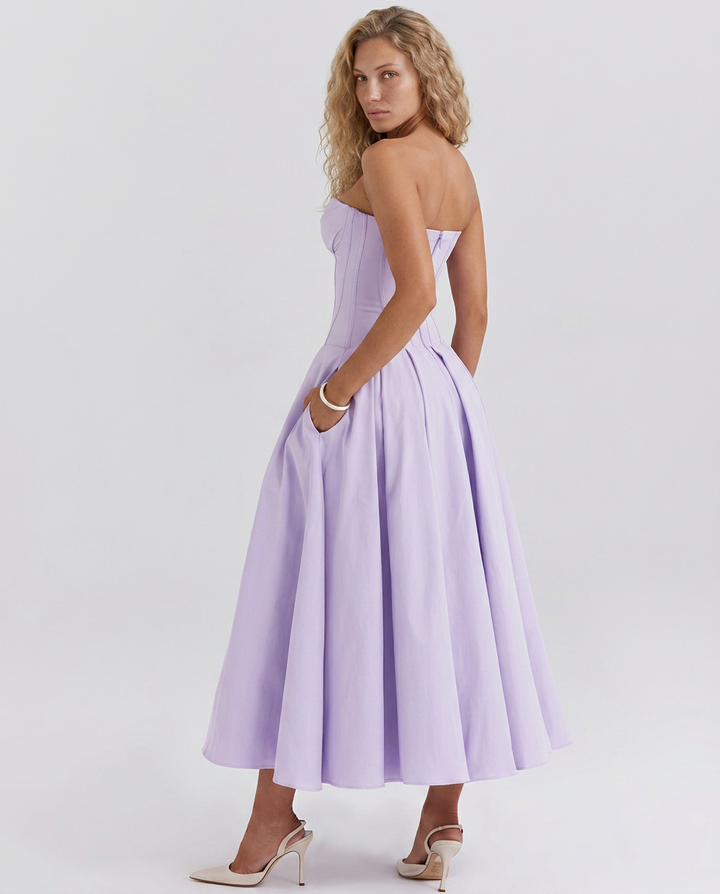 Kate | Strapless Tulle Midi Dress