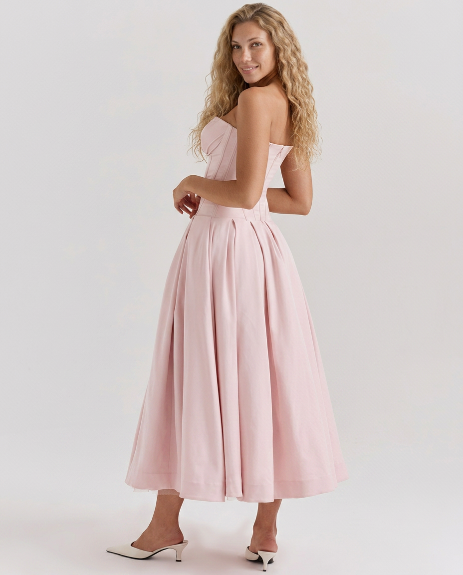 Kate | Strapless Tulle Midi Dress