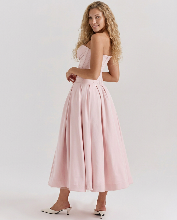 Kate | Strapless Tulle Midi Dress