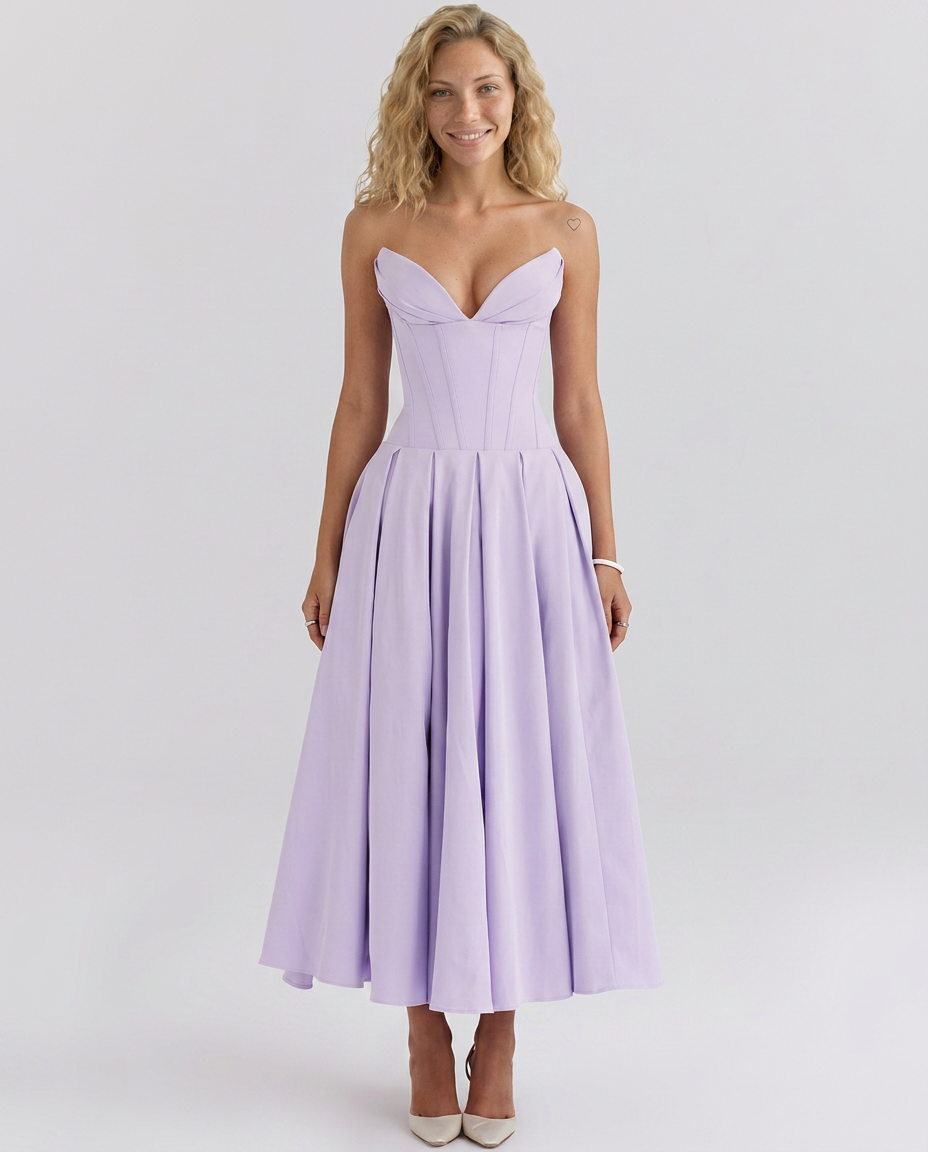 Kate | Strapless Tulle Midi Dress