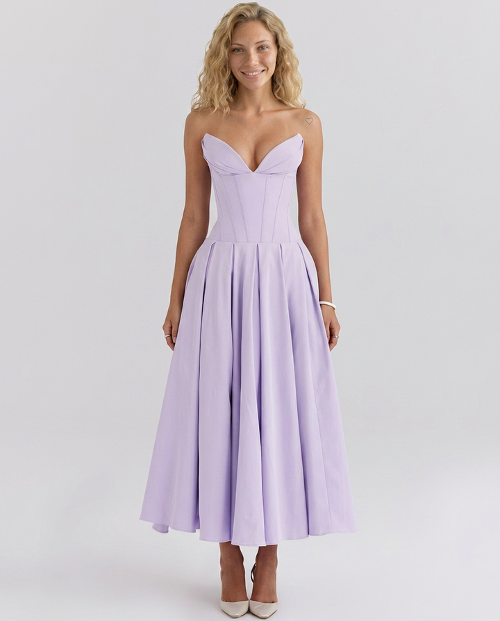 Kate | Strapless Tulle Midi Dress