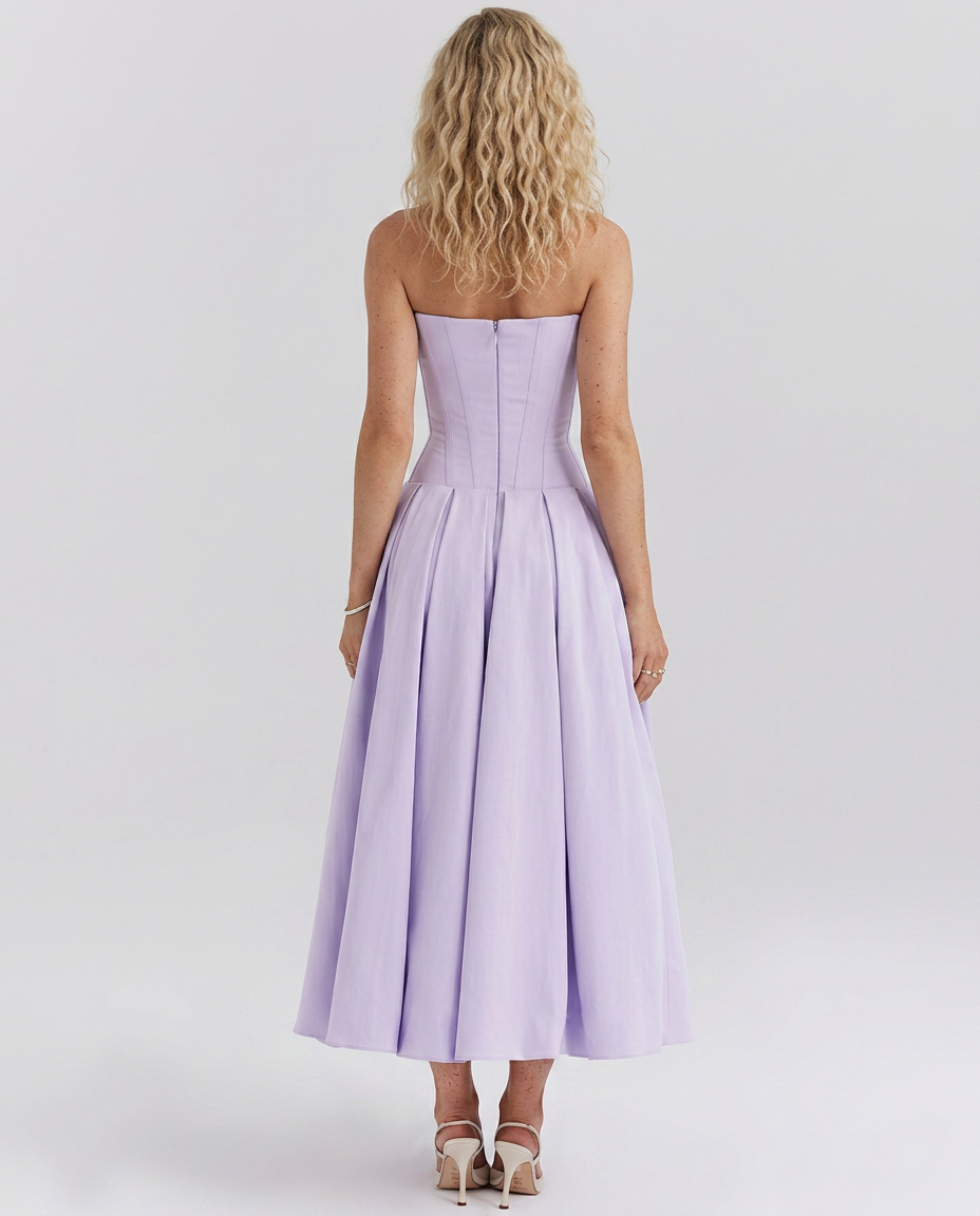 Kate | Strapless Tulle Midi Dress