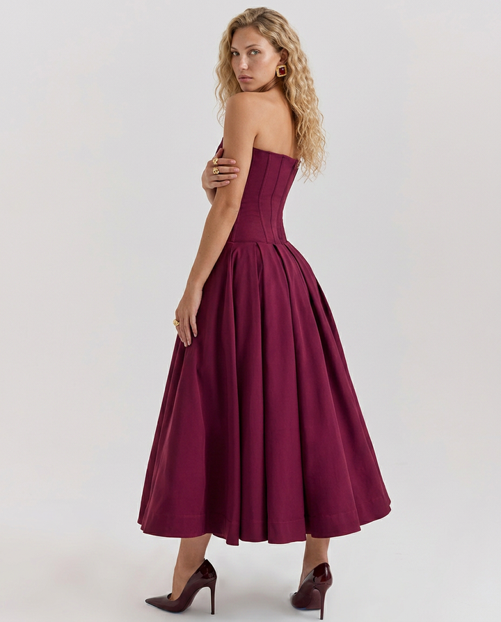 Kate | Strapless Tulle Midi Dress