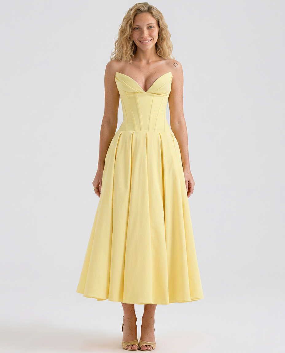 Kate | Strapless Tulle Midi Dress