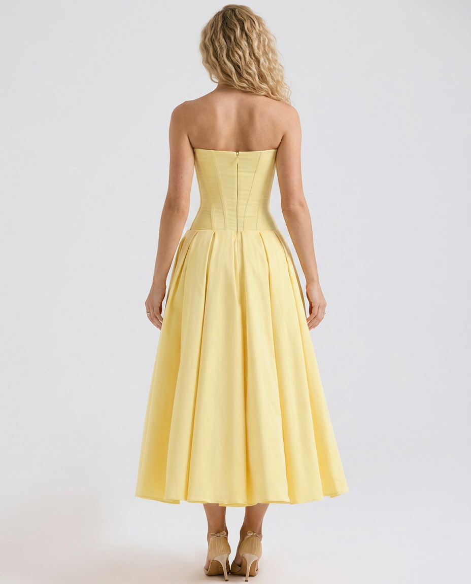 Kate | Strapless Tulle Midi Dress