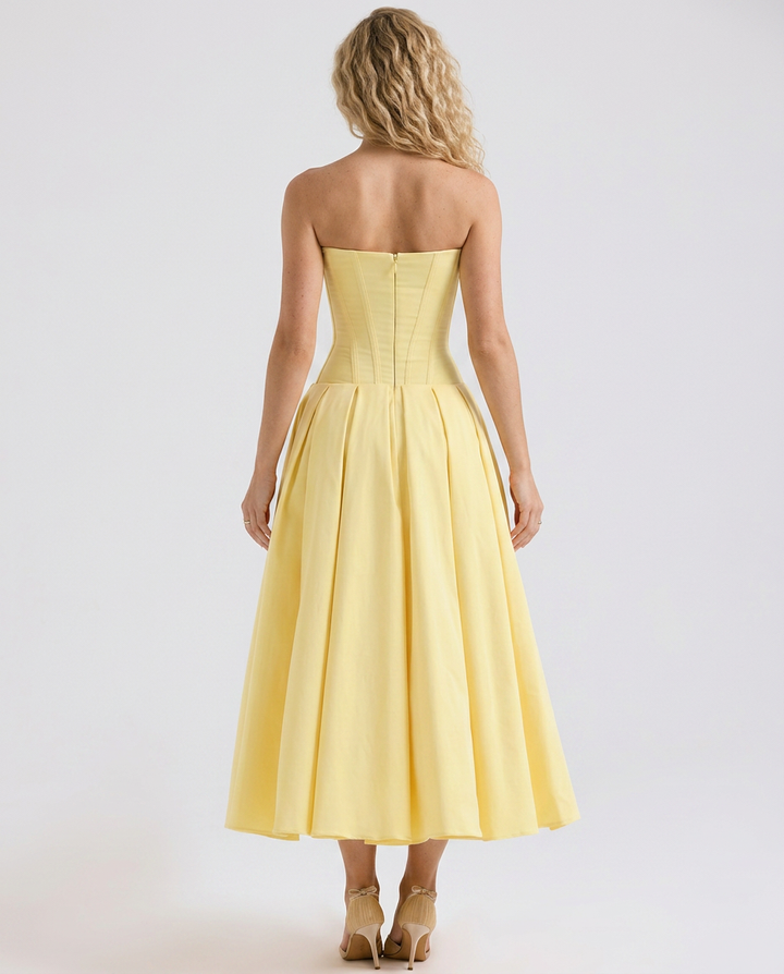 Kate | Strapless Tulle Midi Dress
