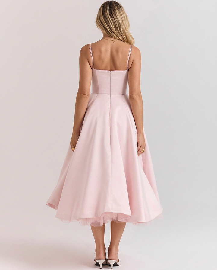 Janet | Tulle Midi Dress with Sweetheart Neckline