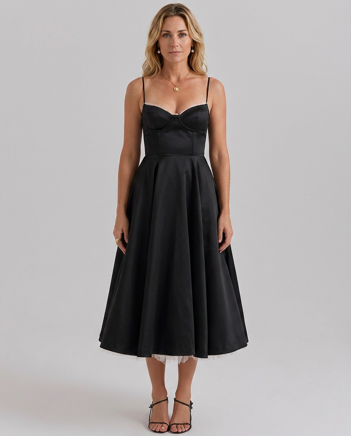 Janet | Tulle Midi Dress with Sweetheart Neckline