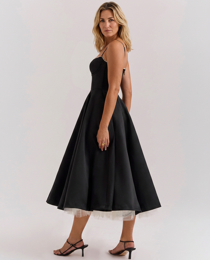 Janet | Tulle Midi Dress with Sweetheart Neckline