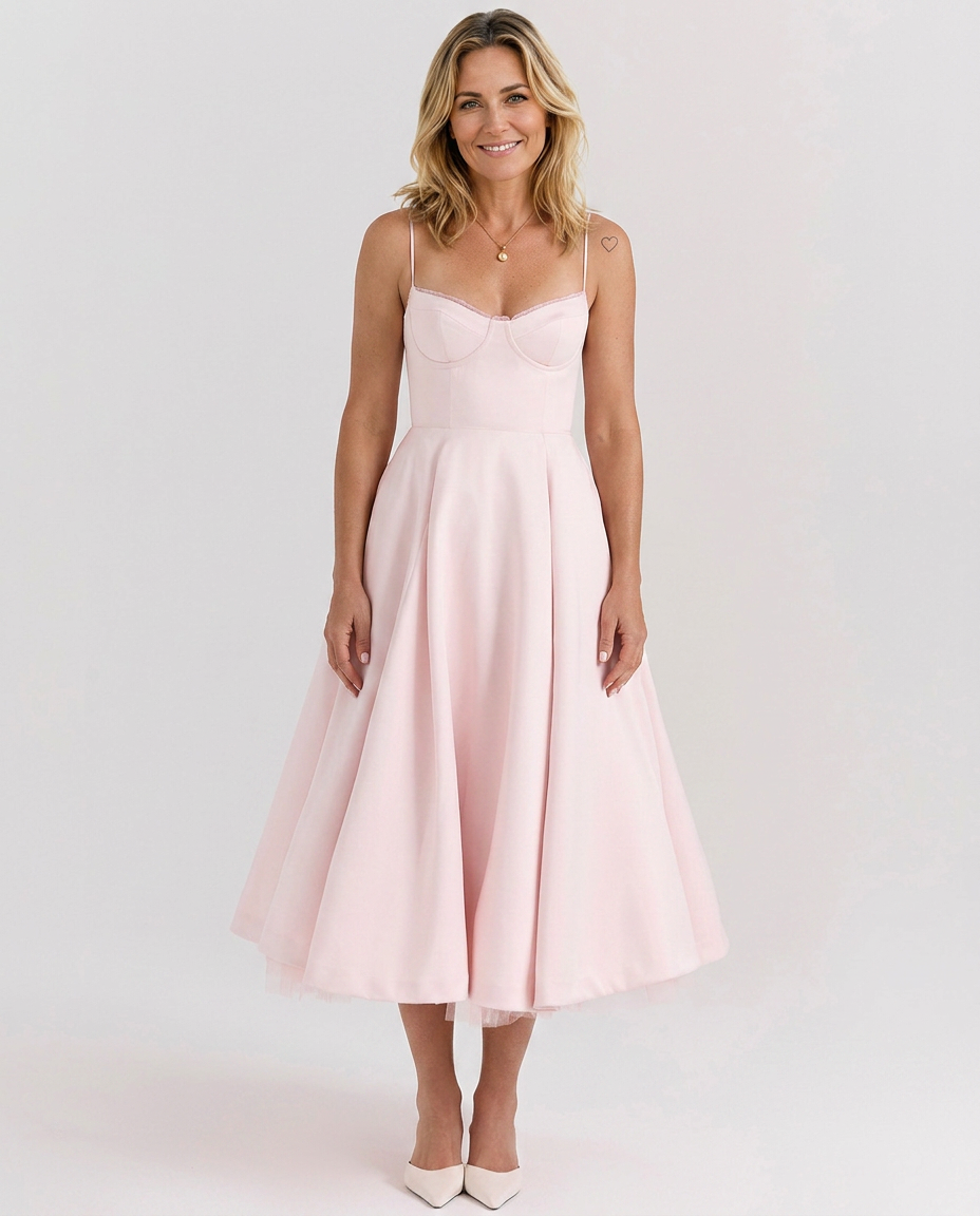 Janet | Tulle Midi Dress with Sweetheart Neckline