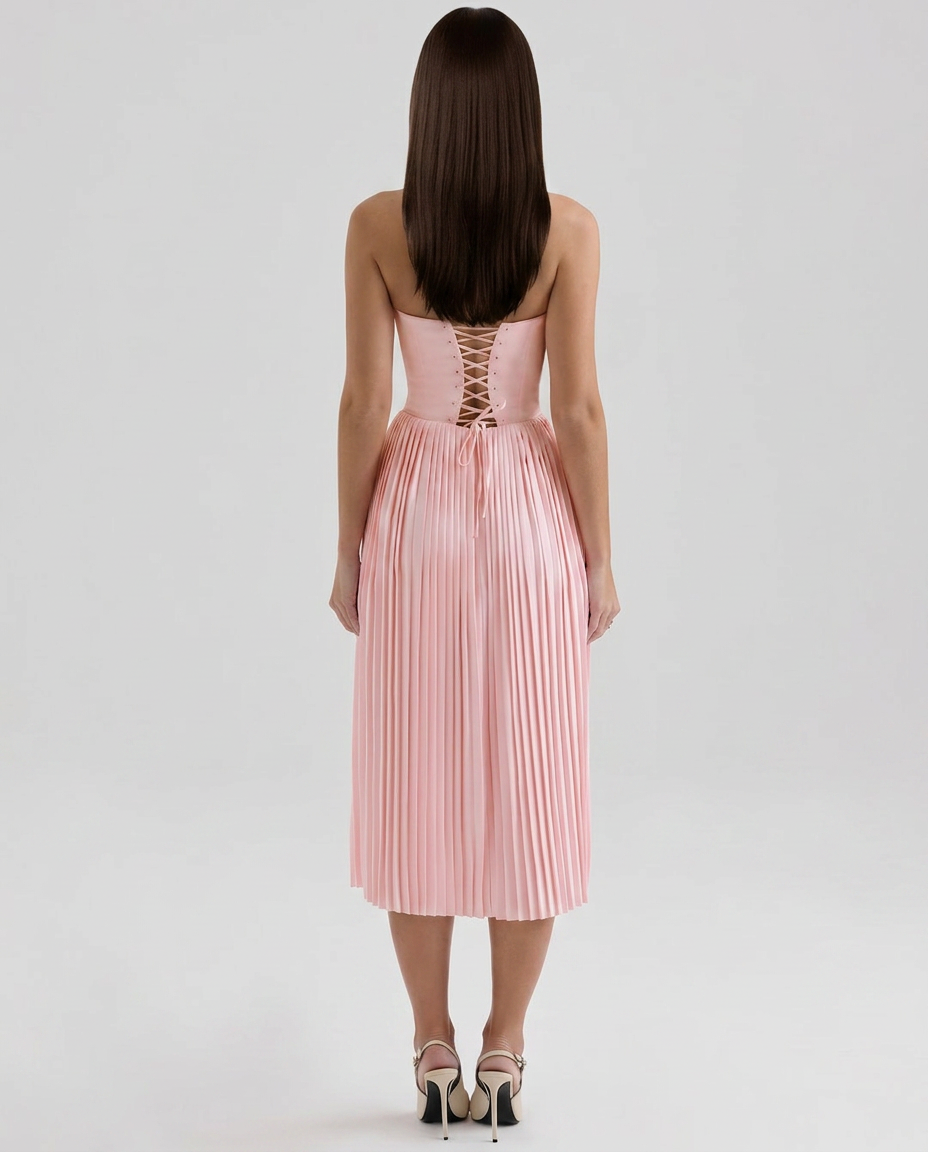 Juana | Pleated Midi Corset Dress