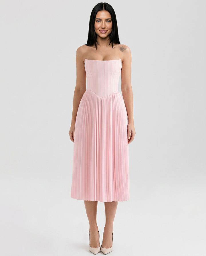 Juana | Pleated Midi Corset Dress