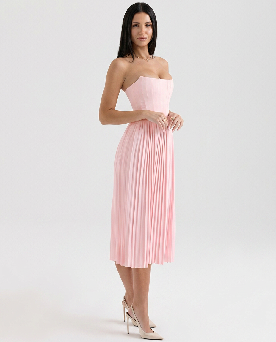 Juana | Pleated Midi Corset Dress