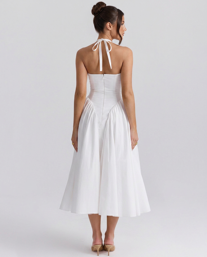 Jami | Halter Neck Midi Sundress with Tulle Underskirt