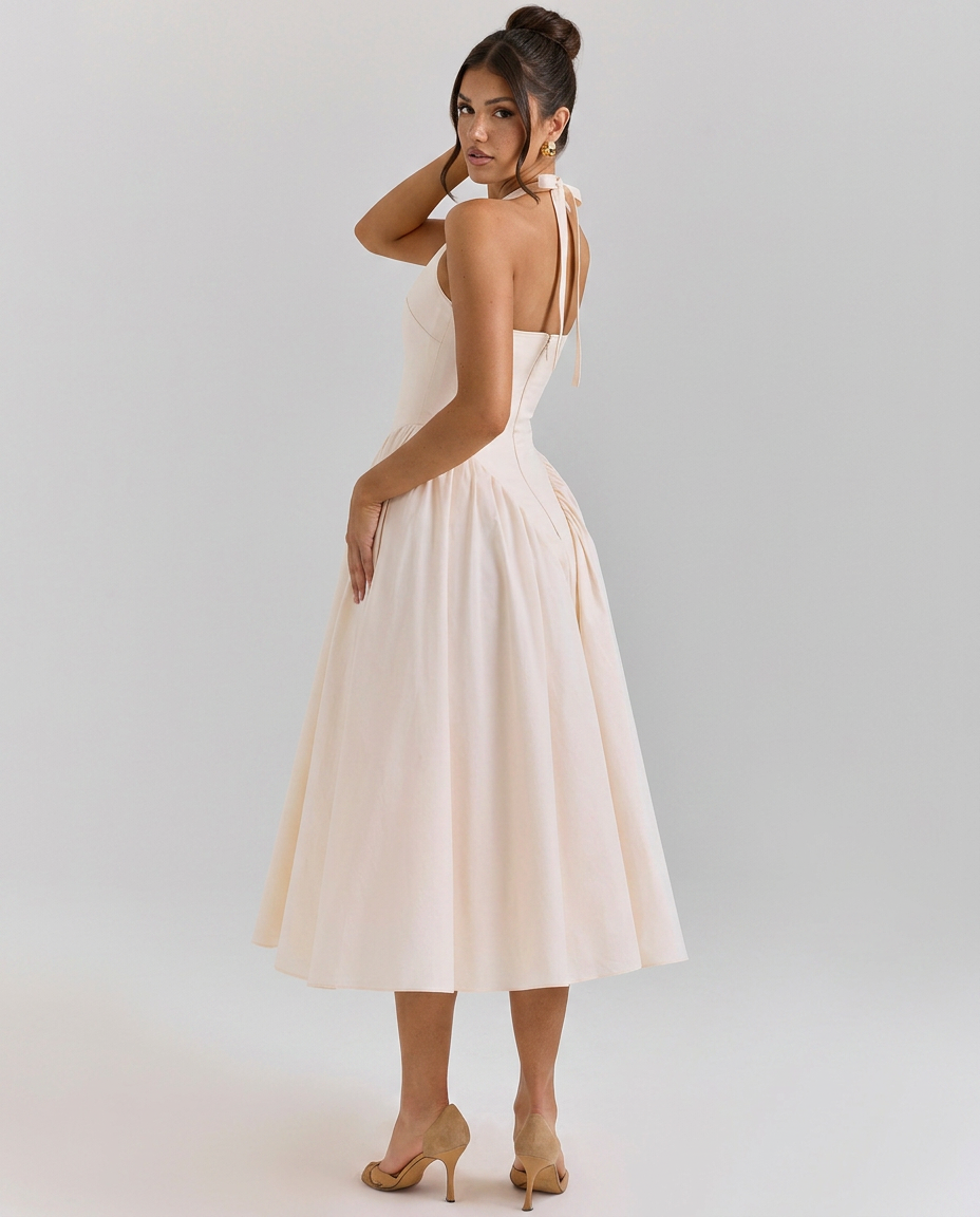 Jami | Halter Neck Midi Sundress with Tulle Underskirt
