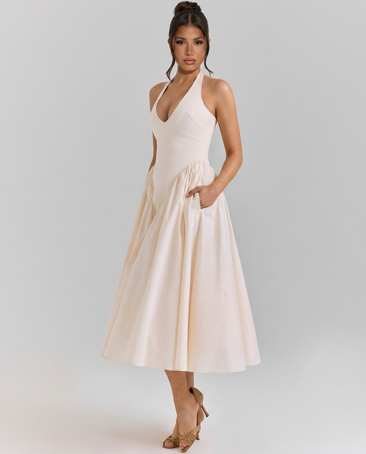 Jami | Halter Neck Midi Sundress with Tulle Underskirt