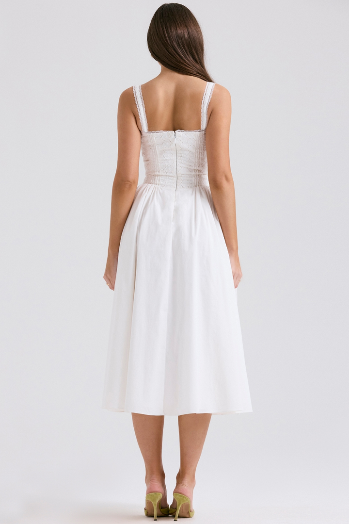 Lidia | Broderie Anglaise Cotton Midi Dress