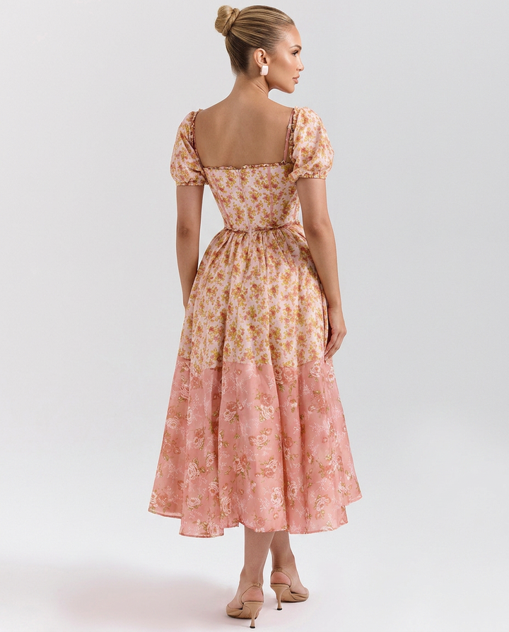 Mattie | Poppy Print Puff Sleeve Midi Sundress