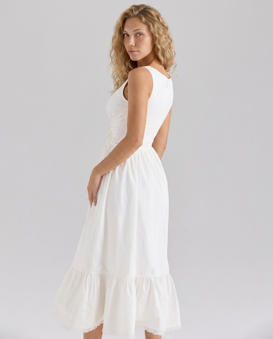Abby | Lace Up Midi Dress
