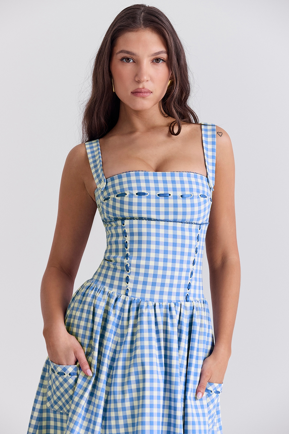 Lorna | Cotton Midi Sundress with Gathered Skirt