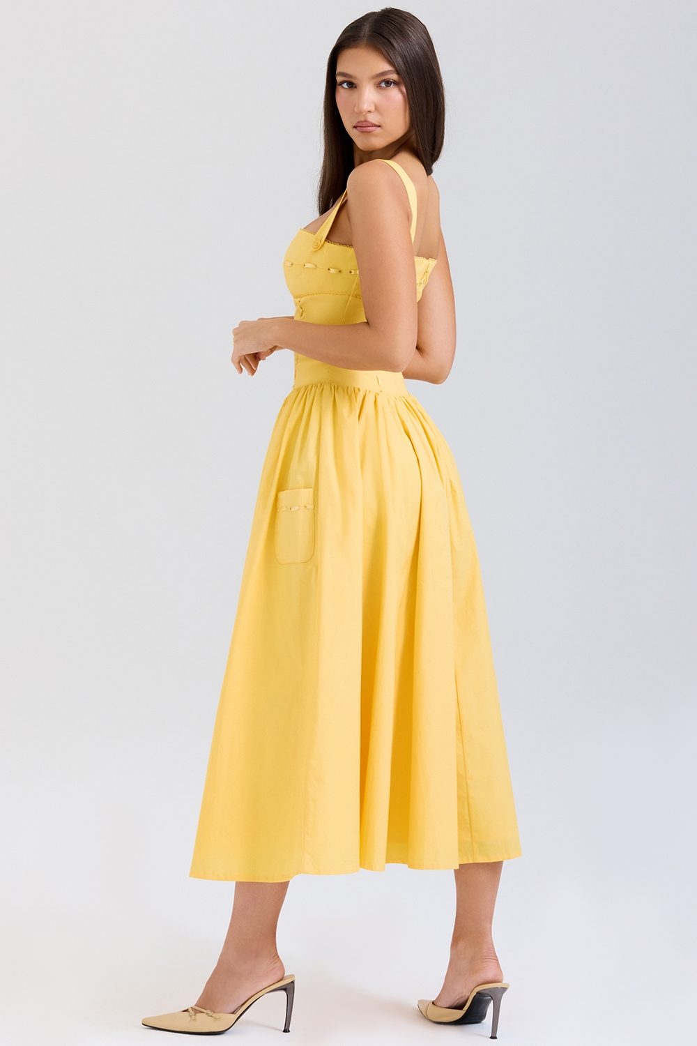 Lorna | Cotton Midi Sundress with Gathered Skirt