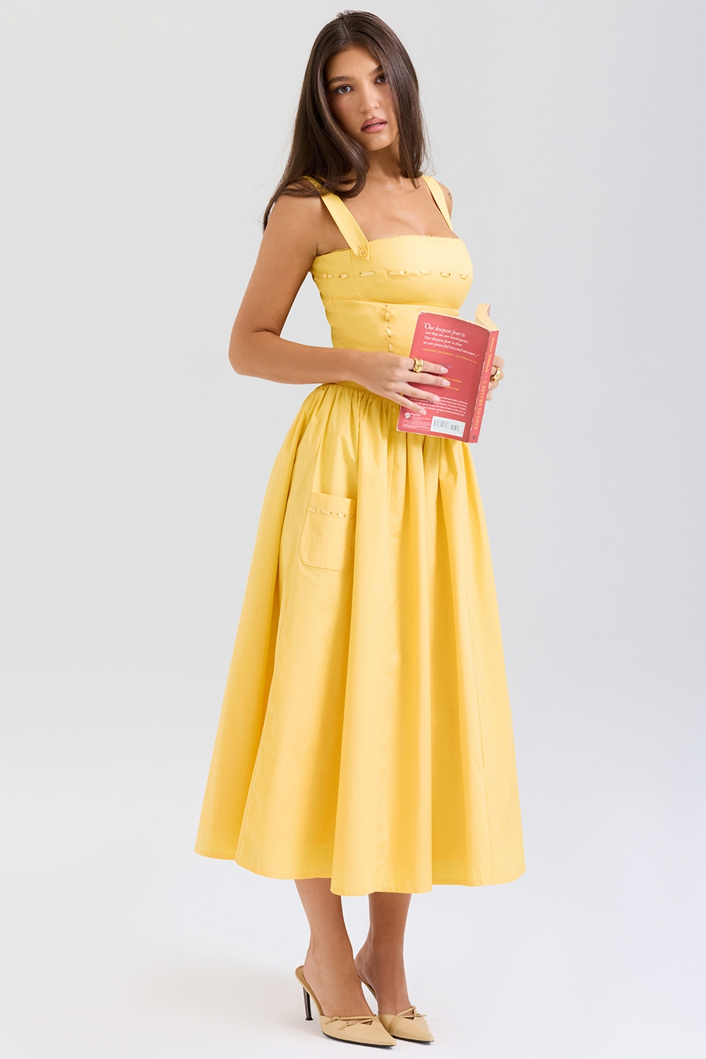 Lorna | Cotton Midi Sundress with Gathered Skirt