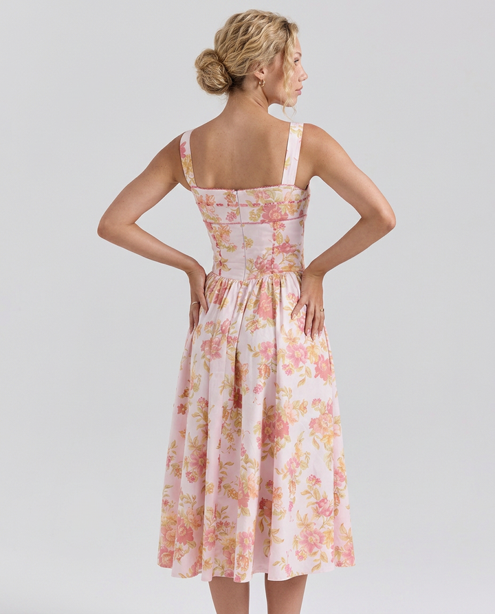 Lorna | Cotton Midi Sundress with Gathered Skirt