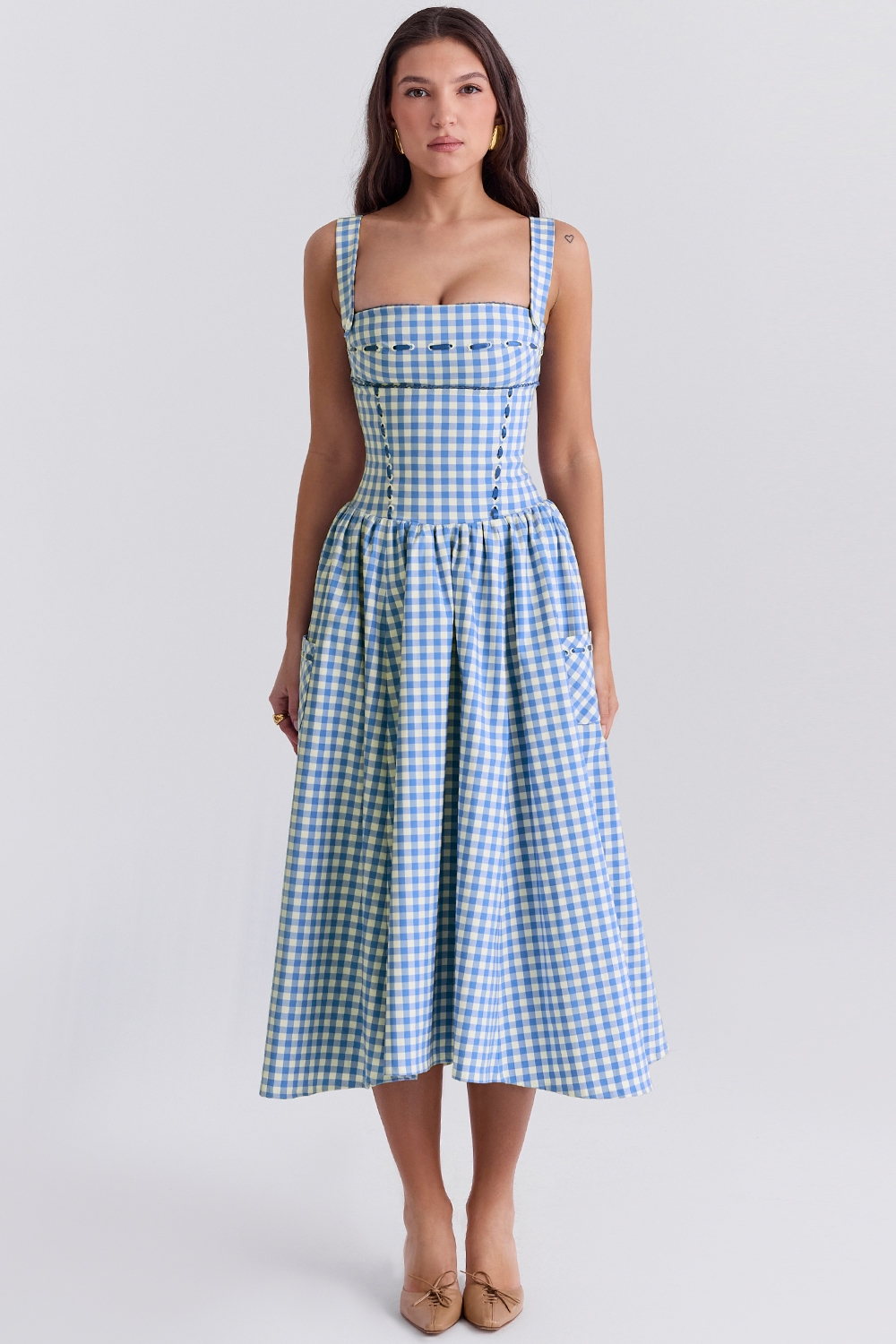 Lorna | Cotton Midi Sundress with Gathered Skirt