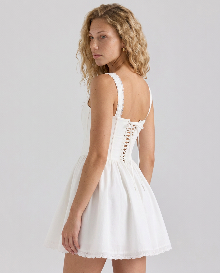 Jaime | Corset Mini Dress with Lace Trim Detail