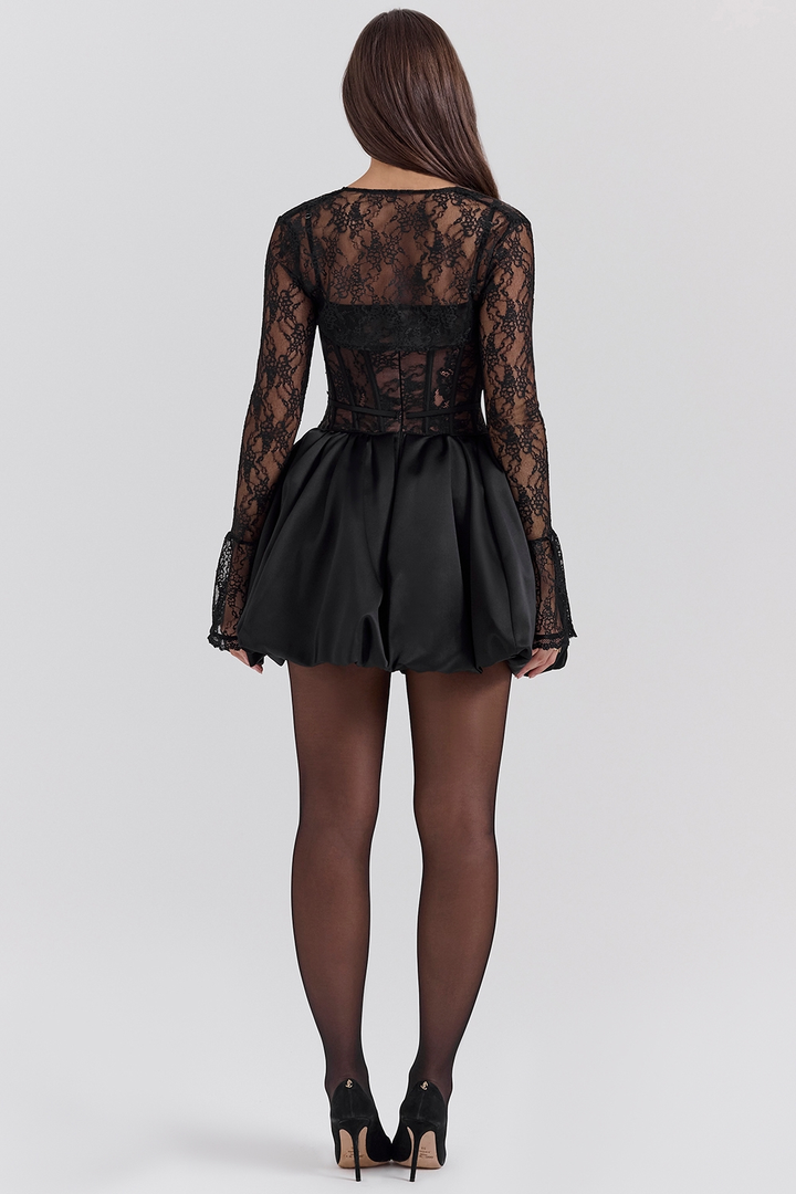 Melissa | Lace Puffball Mini Dress
