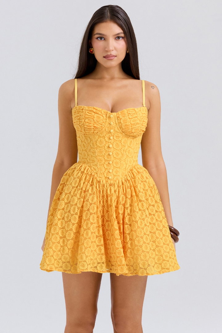 Lana | Lace Corset Mini Dress with Structured Bodice