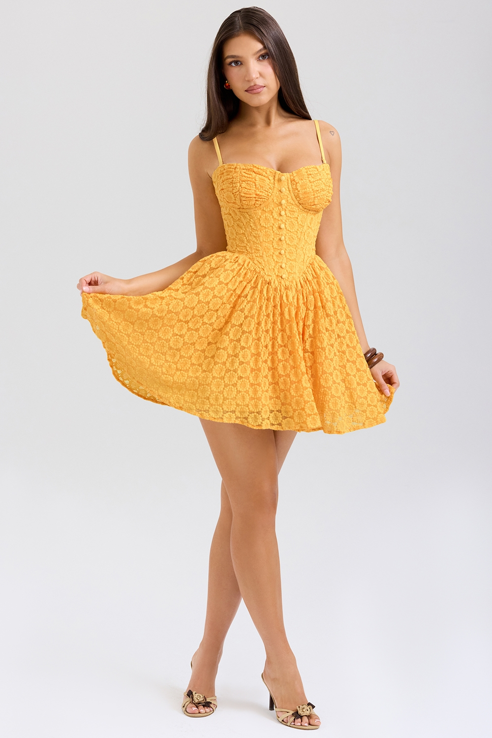Lana | Lace Corset Mini Dress with Structured Bodice